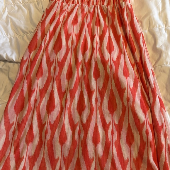 Gorgeous Mesh Strapless Orange White Maxi Dress by Sweet Pea size Medium - Picture 2 of 8
